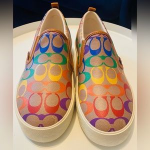 COACH Brand New in Box: Coach Skate Slip On Sneaker in Rainbow Signature Canvas